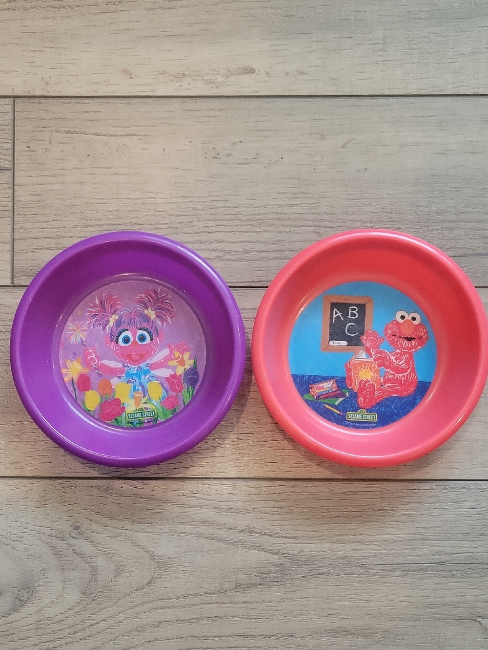 Vintage Sesame Street Abby Cadabby & Elmo Plastic Bowls